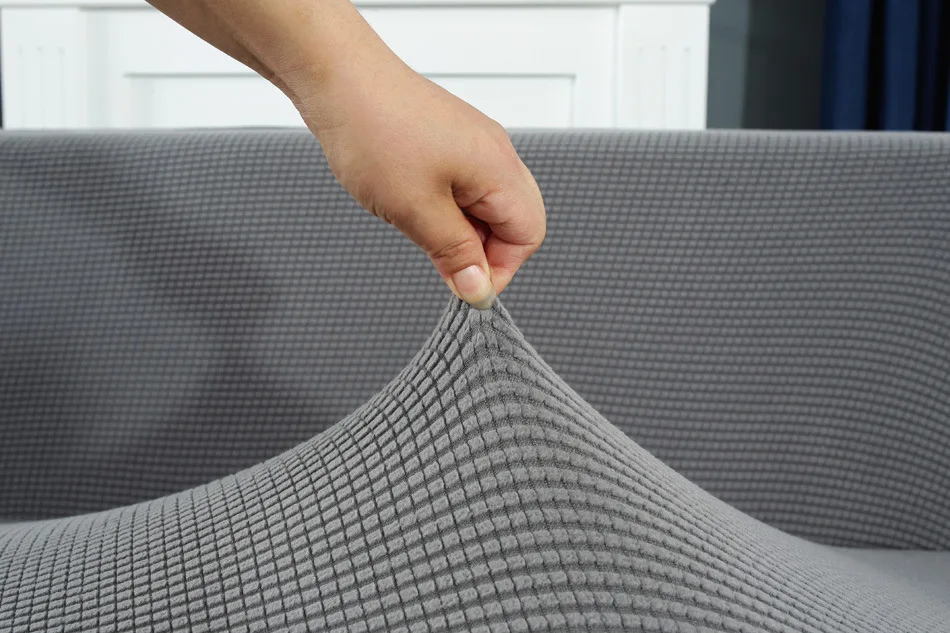 Однотонный чехол для дивана Claroom из кукурузного флиса эластичный в гостиной