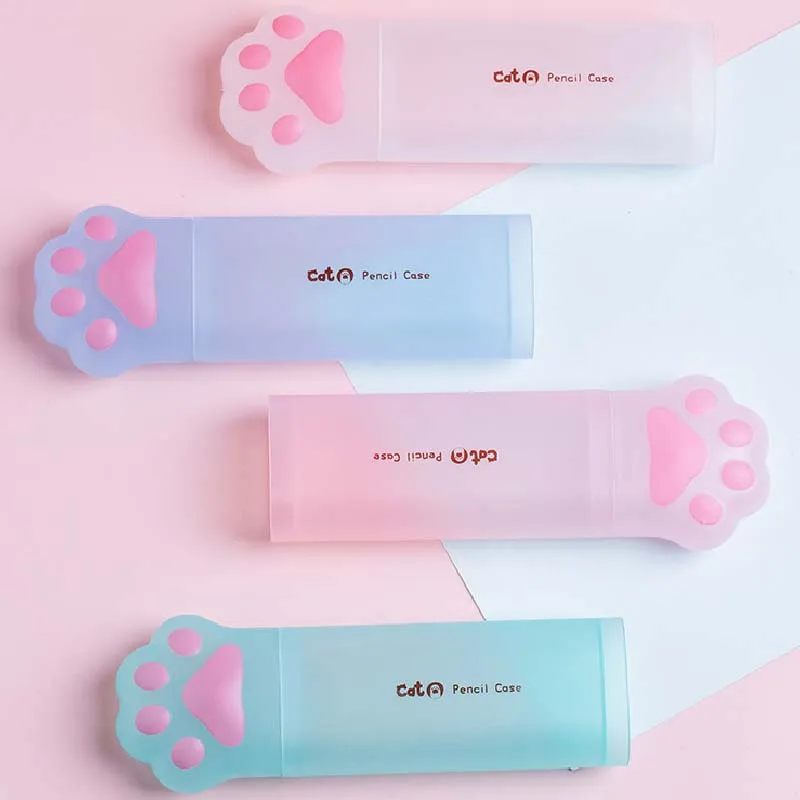 

Cute Creative Cat Claw Stationery Box Large-capacity Kawaii Waterproof Transparent Plastic Pen Holder Female Student Stationery