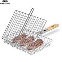 bbq grill basket portable barbecue tools stainless steel grilling rack outdoor accessories for fish kabob vegetable