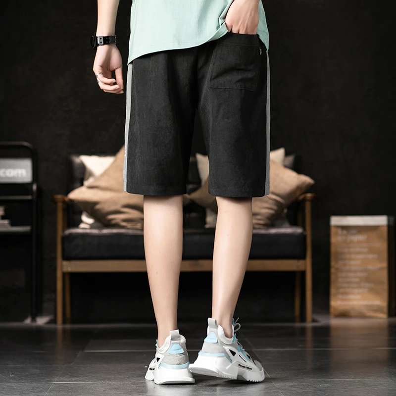 Мужские повседневные шорты с эластичной талией серые летние принтом лоскутные