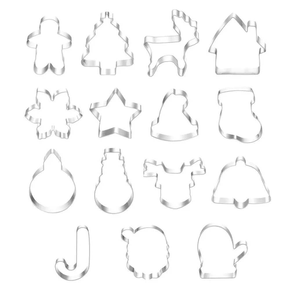 15 шт./компл. из нержавеющей стали печенье Форма Снеговик Рождественская елка Лось