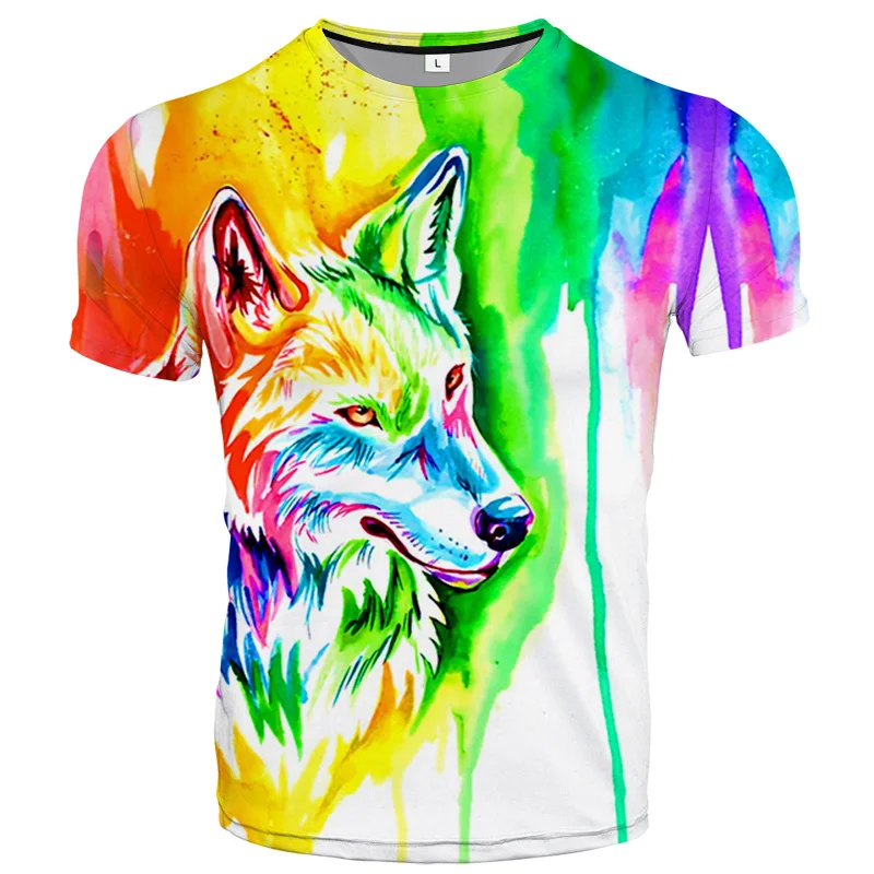 

Wolf T-shirt 2021 summer new fashion men's and women's tops 3D printing animal Harajuku short-sleeved breathable sports clothing