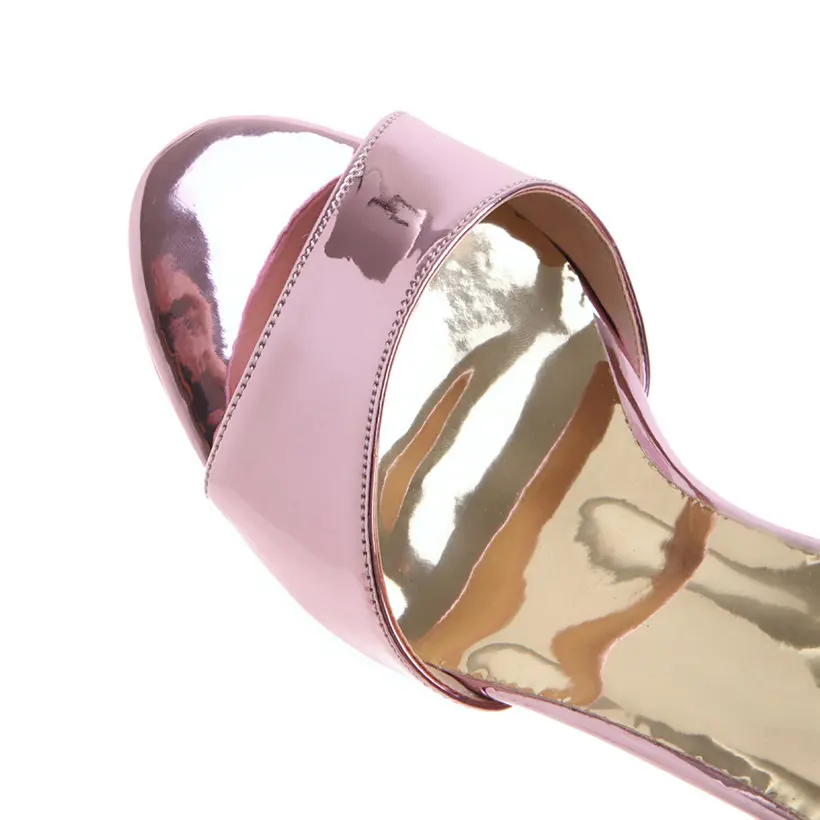 Женские босоножки на платформе Высокий массивный каблук шпилька Цвет золотистый