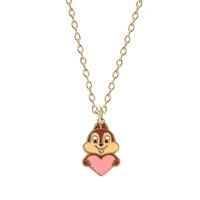 fashion animal necklace jewelry girl day gift cartoon cute heart shaped squirrel necklace alloy metal chain pendant hot