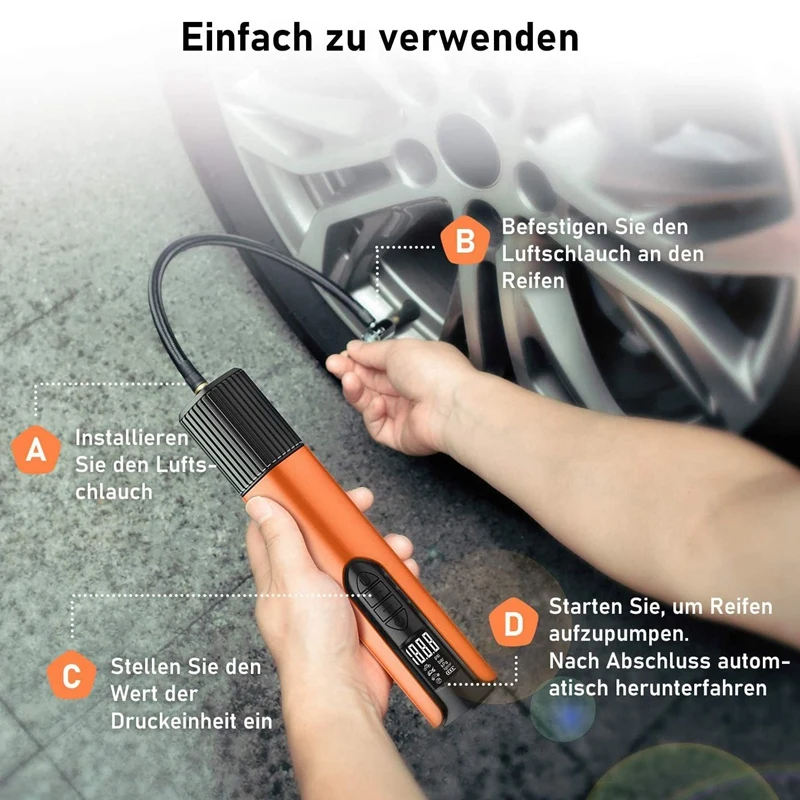 

150 Psi Electric Air Pump Bicycle Pump Portable Tyre Pump with Digital Gauge LED Light for Car Bicycles Balls