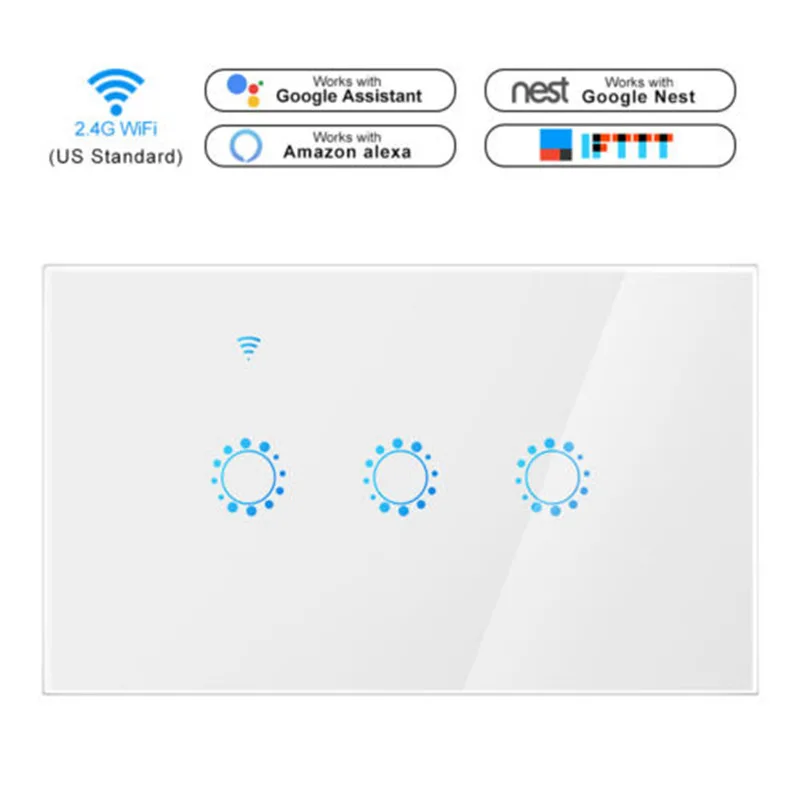 1 2 3 банды США WiFi Smart Switch Tuya стеклянная Сенсорная панель настенный выключатель