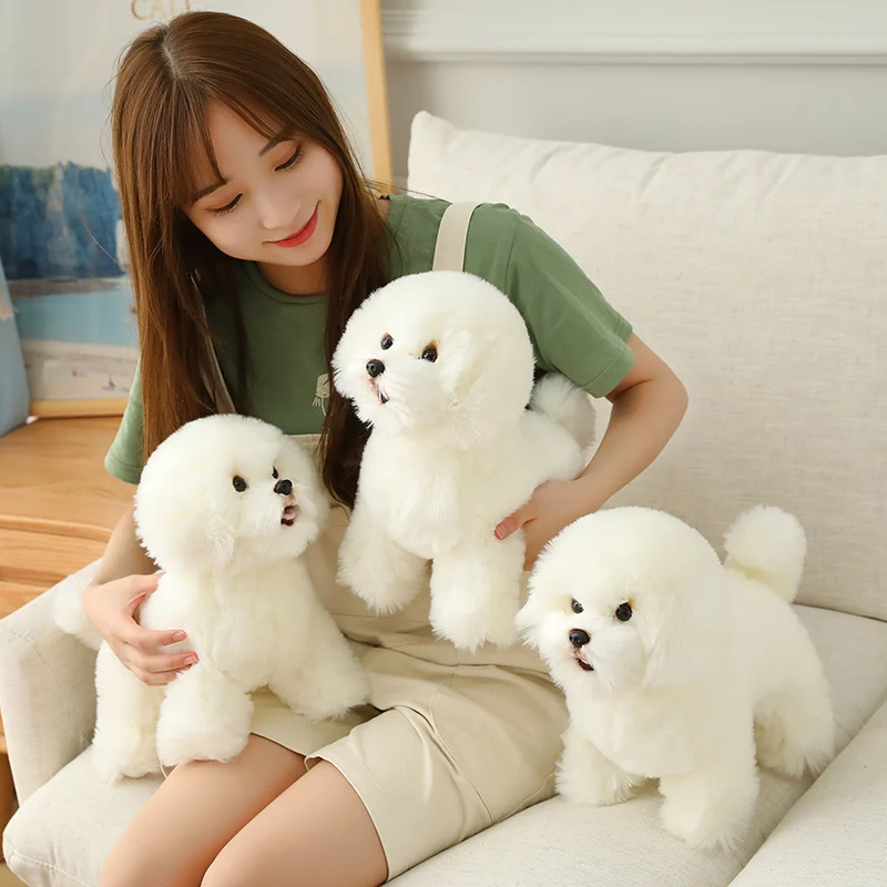 

High Quality Simulation Bichon Frise Dog Plush toy Stuffed Korea Lifelike Pomeranian Dog puppy Toys Home Decor Kids brithday
