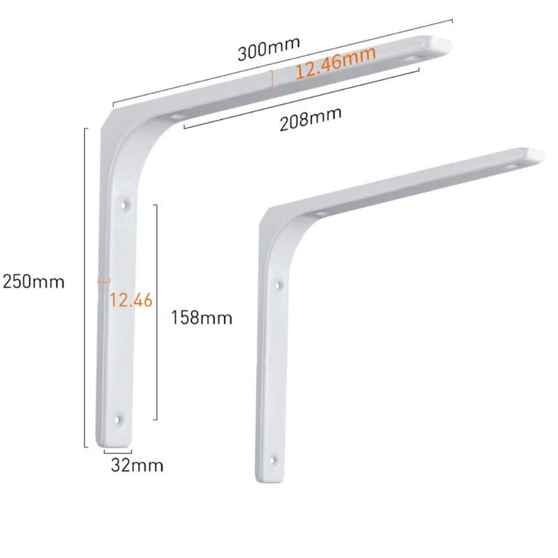 2 шт. кронштейны для полки утолщенные железные L-образные прямоугольные