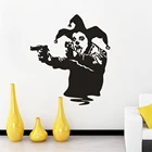 Бэнкси стрит-арт стиль Клоун с пистолетом граффити Настенная Наклейка виниловая настенная наклейка Джокер пистолет съемные настенные фрески