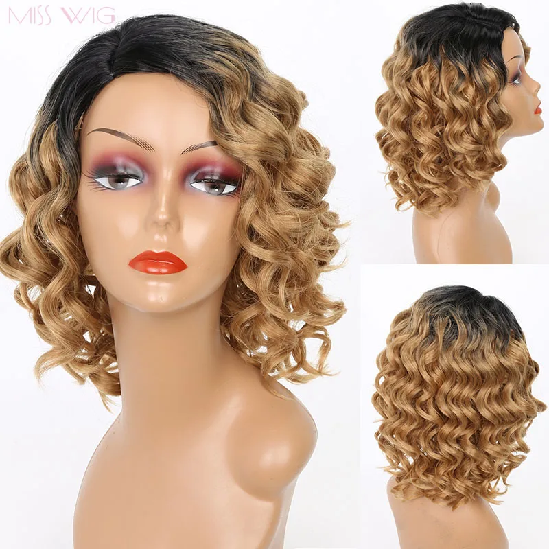 Парик MISS черный Омбре светлый цвет афро кудрявые вьющиеся парики для чернокожих