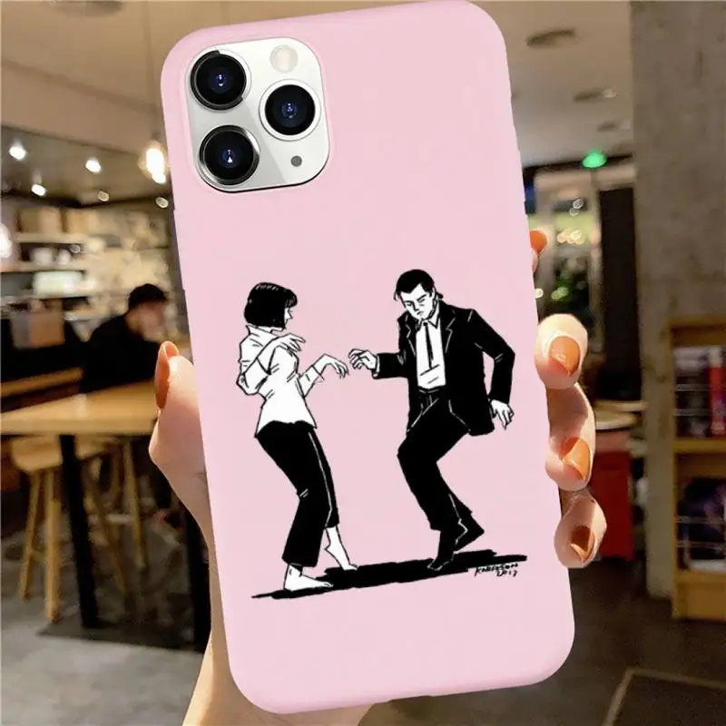 

Pulp Fiction Movie Cartoon Phone Case Candy Color for iPhone 6 7 8 11 12 s mini pro X XS XR MAX Plus