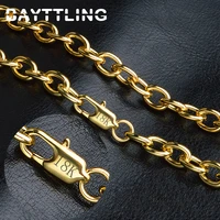 bayttling new silver color 8mm 20 inch gold chain necklace for woman man fashion wedding party jewelry couple gift