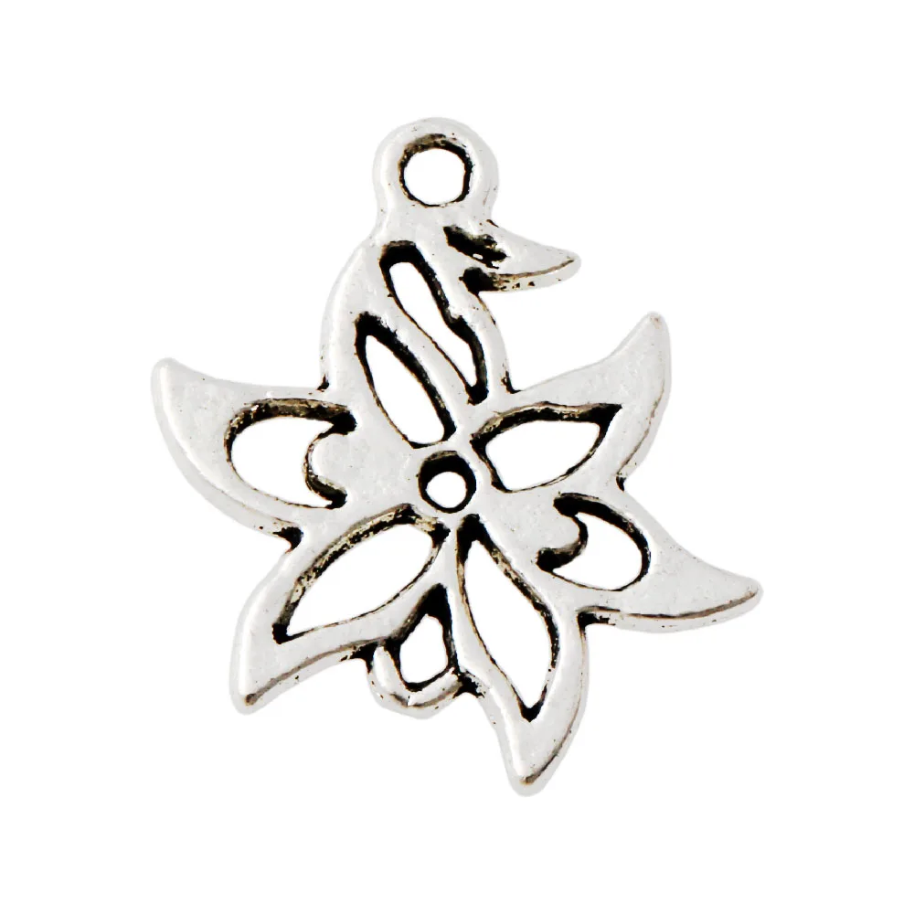 

Lucky Flower Charm Beads 50pcs Zinc Alloy Pendants L312 15x20.3mm Jewelry DIY