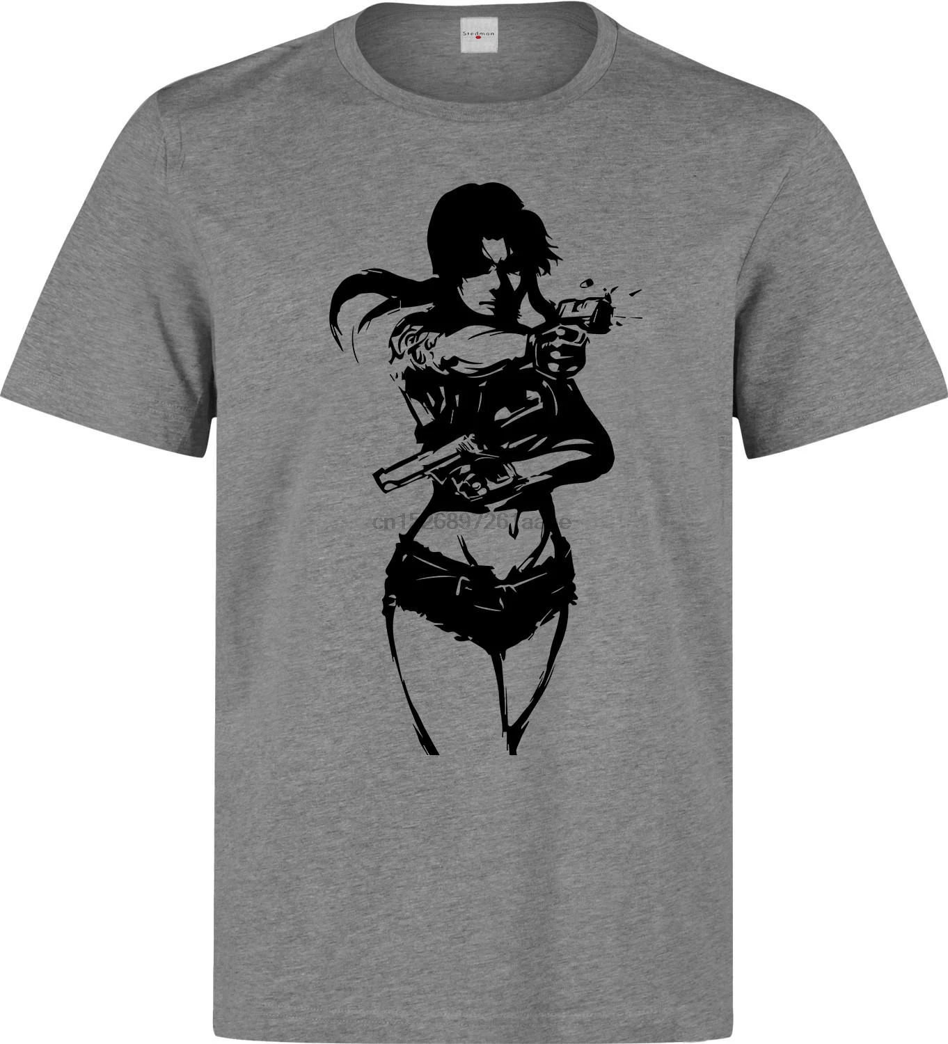 

Black Lagoon Anime Revy Minimalistic Art men (woman available) grey t shirt Cartoon t shirt men Unisex New Fashion tshirt