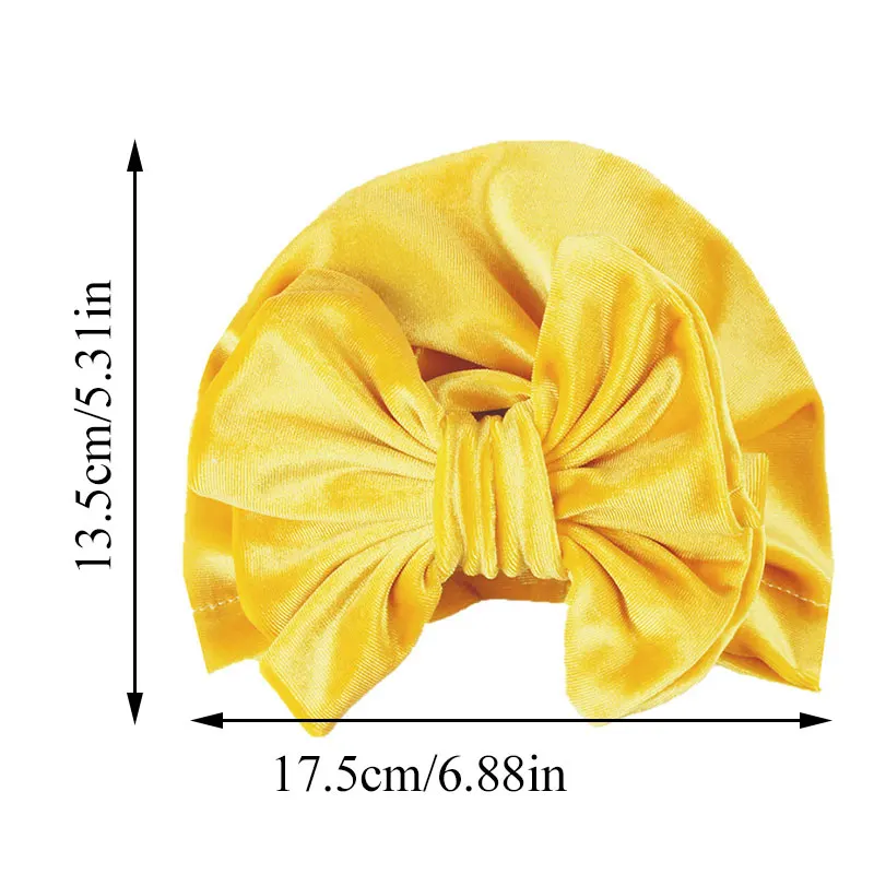 

Autumn Winter Baby Velvet Big Bow Turban Hat Indian Hat Photography Props for Kids Girls Beanie Cap Baby Hairband Accessories