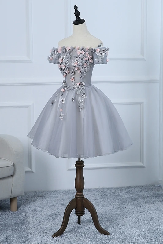 

New 2020 Boat Neck Off the Shoulde 3D flowe Lace Appliques Sweet Floral Prom Dresses party Dresses De Soiree lace up Gowns Ball
