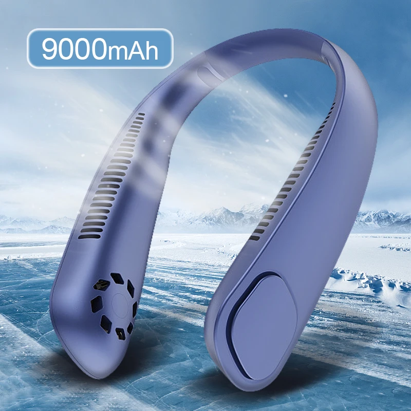 

Neckband Fan 9000mAh Portable Bladeless Fan Rechargeable Leafless Hanging Fans Air Cooler Cooling Wearable Neckband Fans