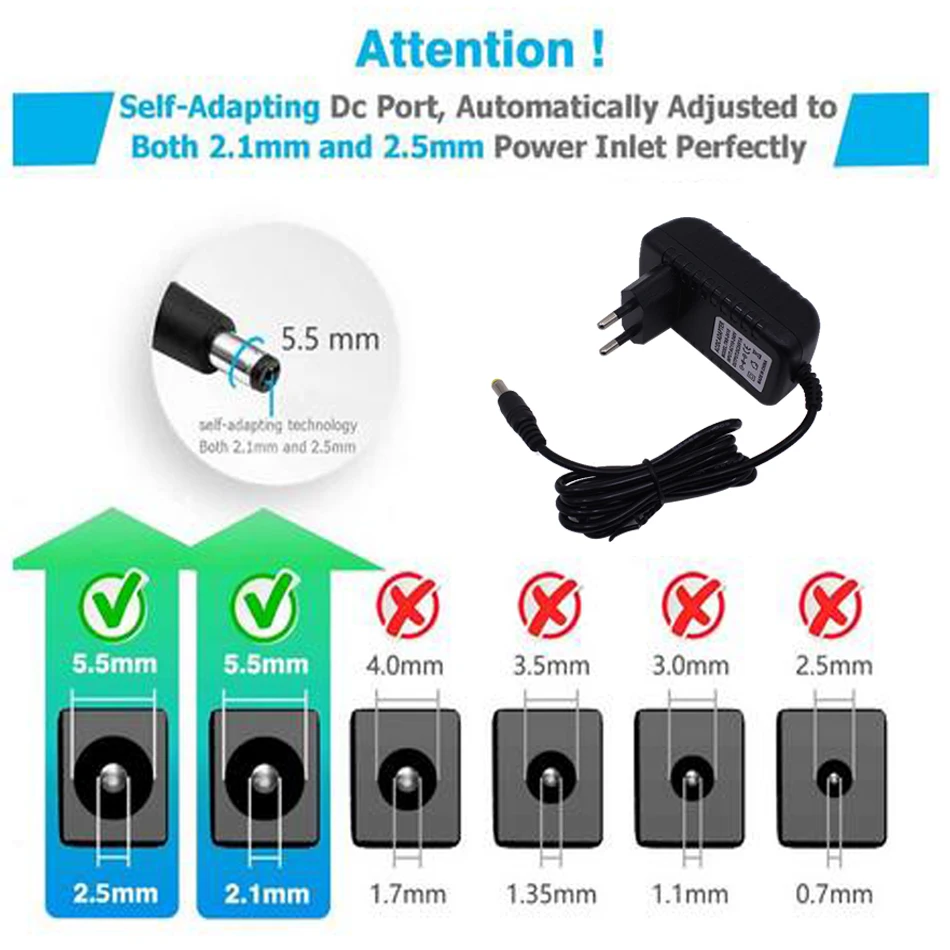 AC110-240V to DC5V  9V 12V  1A 2A 3A Universal Power Adapter Supply Charger adaptor EU US plug for 2835 5050 LED light strip images - 6