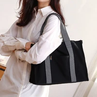 black large canvas tote bag with zipper side bags for women 2022 fabric shoulder bags for small business big handbags shopper