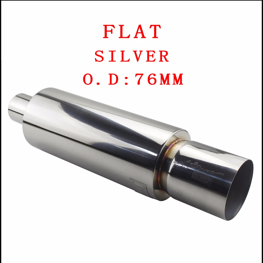 LEVEL SILVER 76MM Автомобильные глушители для выхлопной трубы, хвостовые Универсальные выхлопные системы из нержавеющей стали высокого качества, гоночные глушители 2," 3" до " уровень гофрирования - Цвет: LEVEL SILVER 76MM