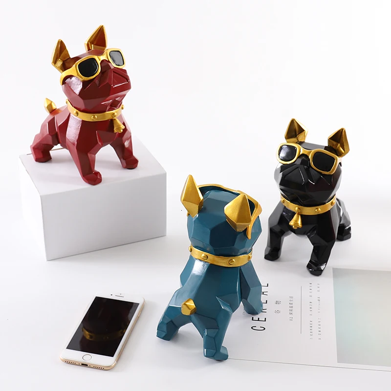 

Nordic Style French Bulldog Statues Geometric Glasses Dog Animal Art Sculpture Resin Art&Craft Home Decor L3351