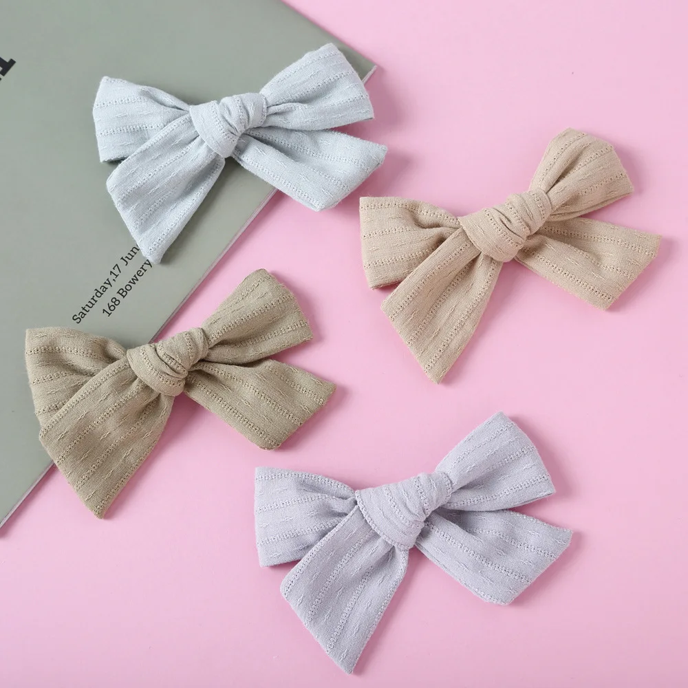 Clip de lazo Para el pelo Para ni&ntilde;a, 2 uds., accesorios Para el pelo de algod&oacute;n a rayas, Ganchos Para Ninas, pasador infantil, Mollette, Capelli-0