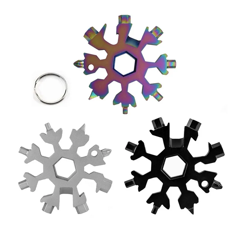 

18-in-1 Snowflake Multi Tool Stainless Steel Snowflake Flat Phillips Screwdriver Wrench Durable and Portable to Take
