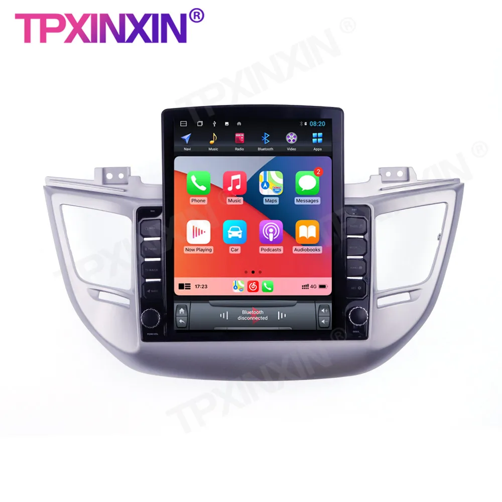 저렴한 무선 카플레이 자동차 GPS 내비게이션 스테레오 수신기 라디오, 현대 투싼 2014-2018 안드로이드 128G IPS 스크린