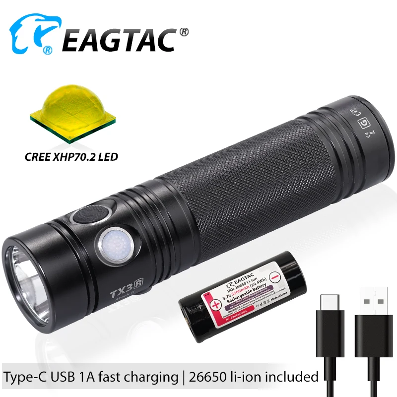 Светодиодный фонарик EAGTAC TX3G SFT40 3550 люмен Type C USB перезаряжаемая батарея 26650