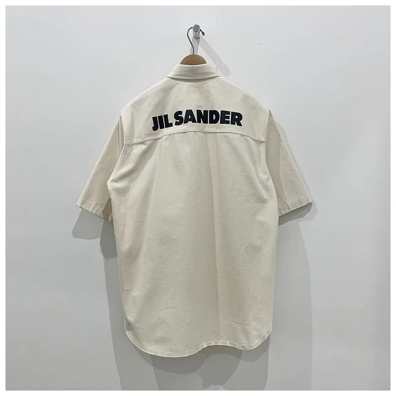 

Рубашка jil sander в европейском стиле, новинка 2022, мужская рубашка оверсайз в стиле панк, 100% хлопок, мужская и женская рубашка с коротким рукавом...