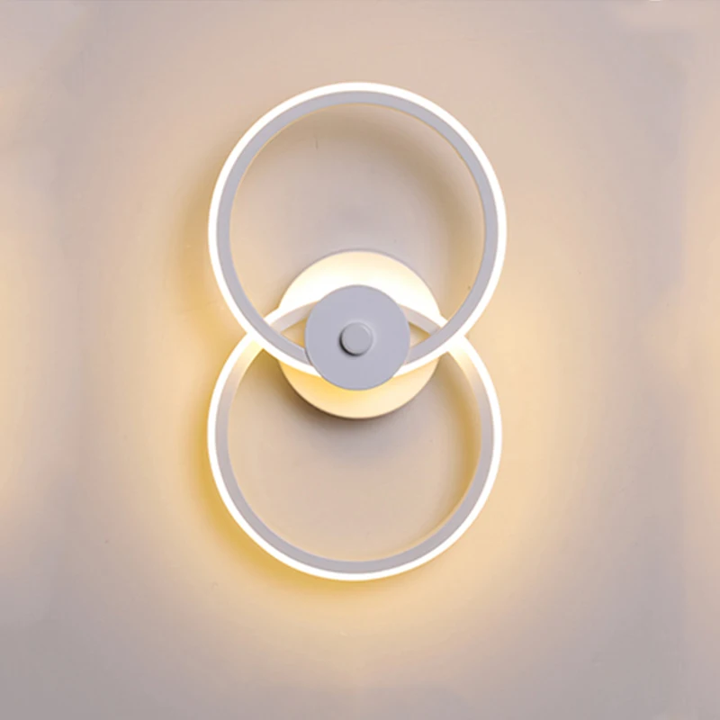 

Iron Art Creative Personality Modern Simple Living Room Background Led Wall Bedside Black White Wall Lamp