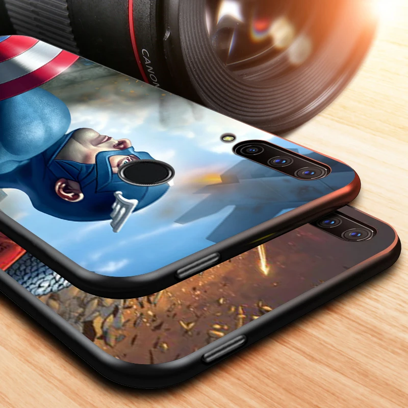 

Hot Captain America Art Soft TPU For Huawei Honor V30 30 X10 30i 10X 30S 20S View 20 V20 Pro Plus Lite RU Black Phone Case