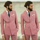 Мужские свадебные костюмы из 2 предметов, розовый блейзер с рисунком гусиные лапки, приталенный Блейзер для мужчин, смокинги для жениха, мужские костюмы для свадьбы, 2020