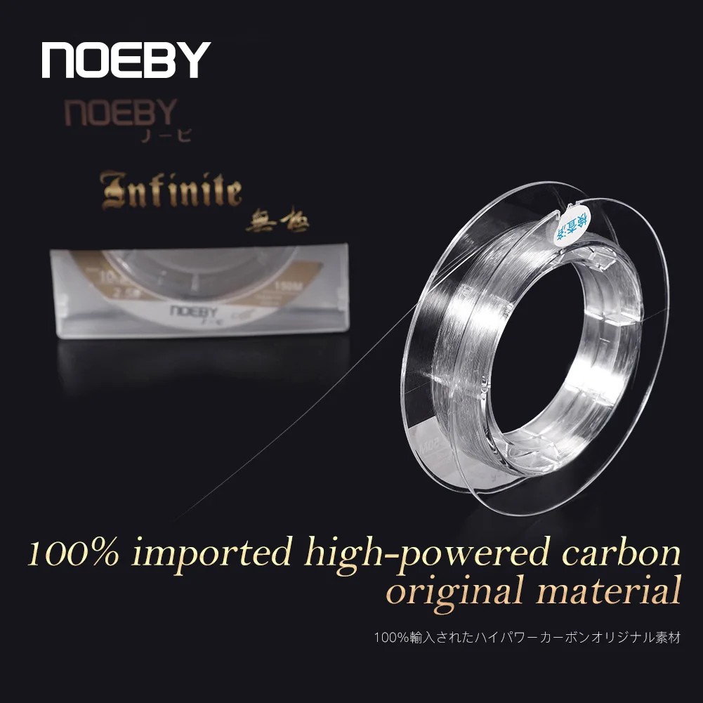Noeby Carbon Leader Fishing Line 150m 50m 6lb-65lb 100% Monofilament Fiber Wire Fluorocarbon Line Saltwater Fishing Line Tackle