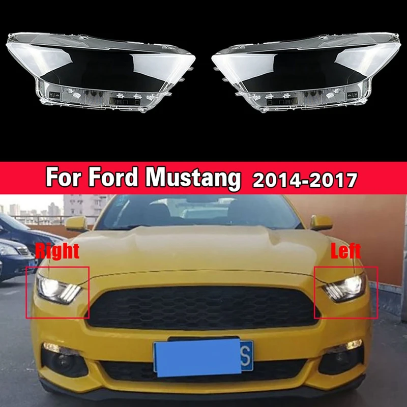 

2PCS Car Headlight Lens Head Light Lamp Cover Shell Replacement for Ford Mustang 2014 2015 2016 2017, Left&Right