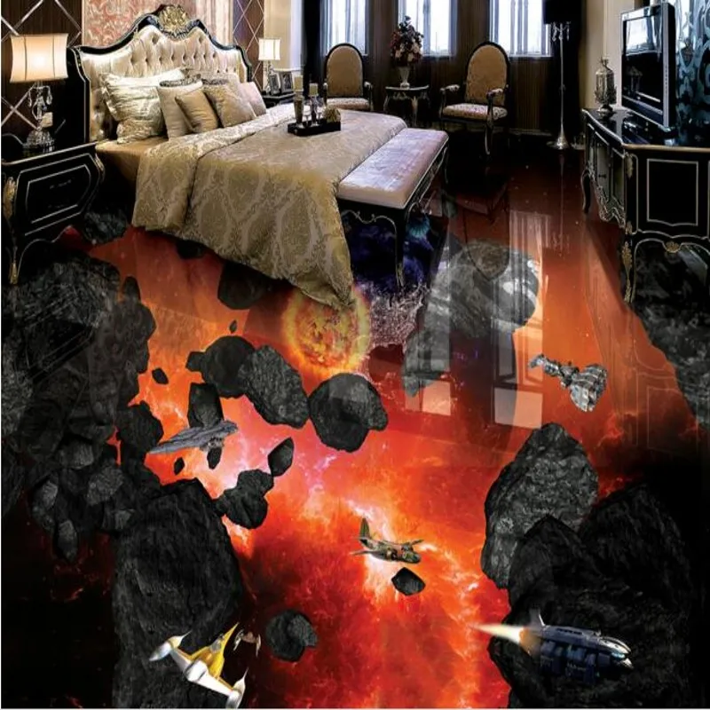 BEIBEHANG 3D custom floor posted meteorite hit earth bathroom living room bedroom wearable tiles decorative painting | Обустройство