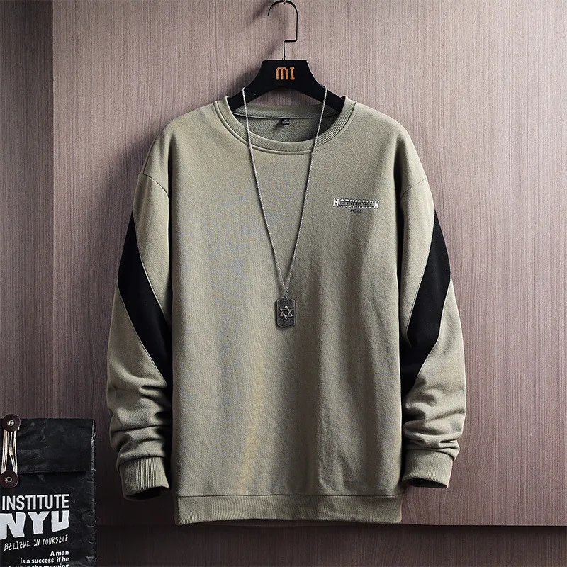 

Men Crewneck Sweatshirts 2021 Spring New Pullover Japanese Harajuku Streetwear Loose Sweatshirt Long Sleeve Oversized Tops