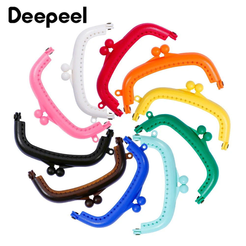 

10pcs 8.5cm Plastic Colorful Purse Frame Semi-circular Kiss Clasp Handmade Sewing Brackets Bag Handle Hardware Accessories BS146