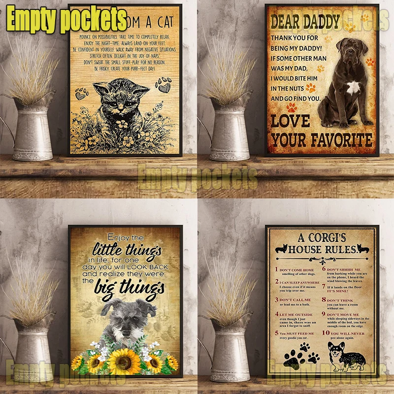 

Художественный металлический жестяной знак, забавные полярские правила для вашей собаки, Художественная печать на стене, живопись, домашни...