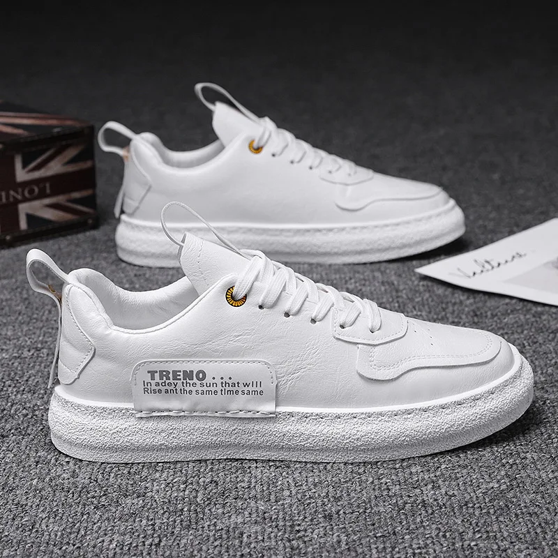 

Men Shoes New Casual Korean Style Trendy Shoes Fashion All-match Board Shoes Sports Shoes Student White Shoes Lace-Up Breathable