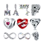 Женский браслет из серебра 925 пробы, с буквами и цветами