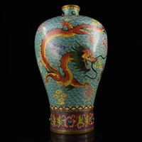 13chinese folk collection old bronze cloisonne enamel dragon statue pattern general jar vase office ornaments town house