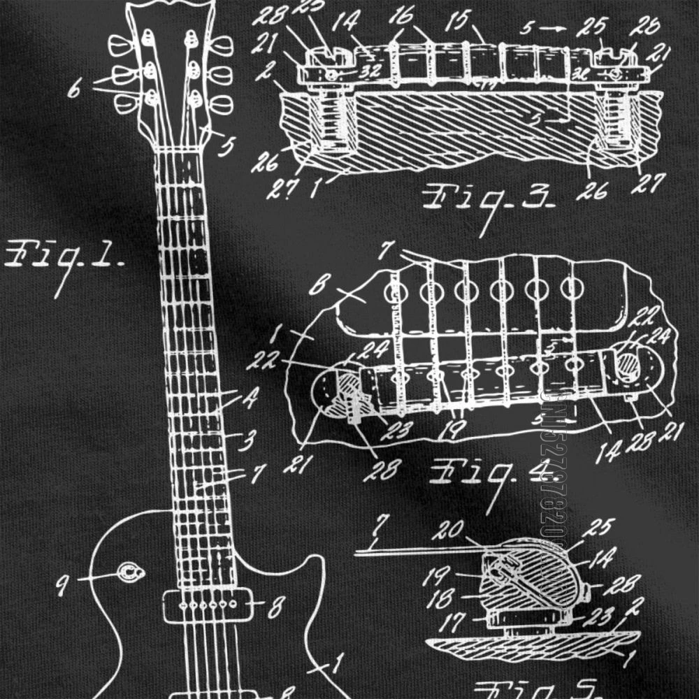patent akustische elektrische gitarre musik männer t shirt verrückte 100 baumwolle kurzen ärmeln grund tees crew neck t shirt druck top