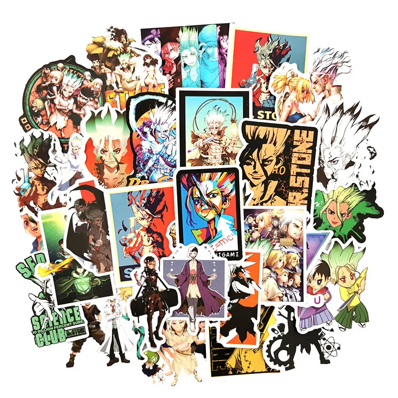 Наклейка dr.stone для чемоданов ноутбуков компьютеров велосипедов скейтбордов 10/50