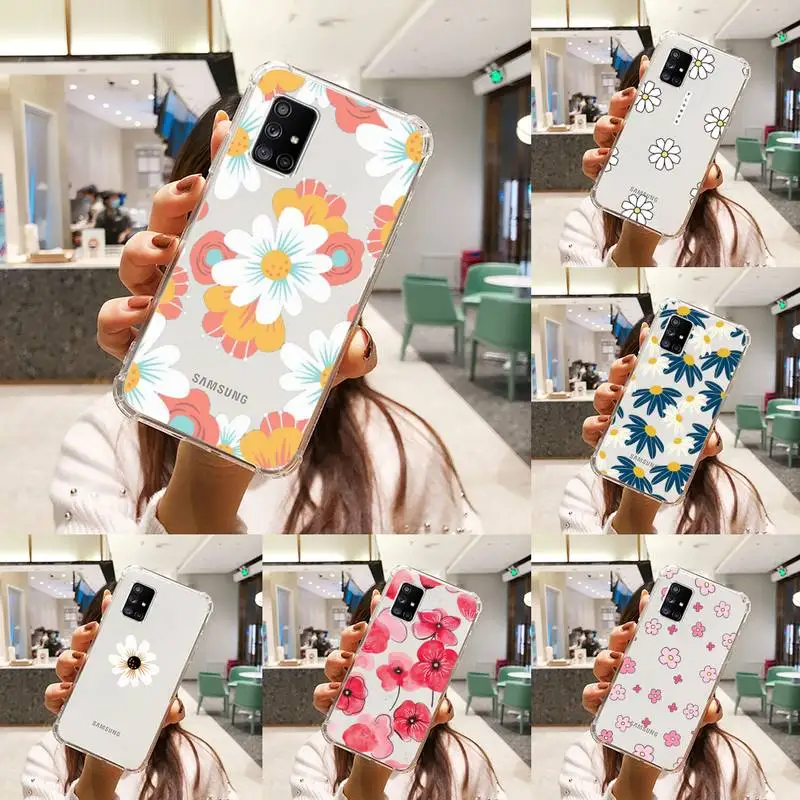 

Cute cartoon daisy flower Phone Case Transparent For Samsung Galaxy A S Note 9 10 51 50 71 70 80 20 21 30s ultra plus