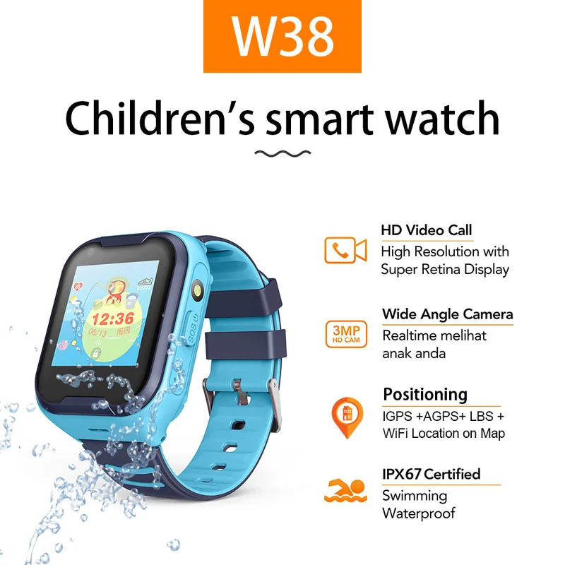 Детские Смарт часы Netcom 4G с голосовым управлением и GPS