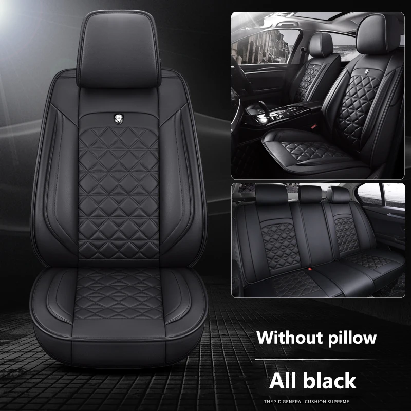 All black Универсальные кожаные чехлы для автомобильных сидений для Toyota Corolla Camry Rav4 Auris Prius Yalis Avensis Alphard 4Runner Hilux - Название цвета: All black