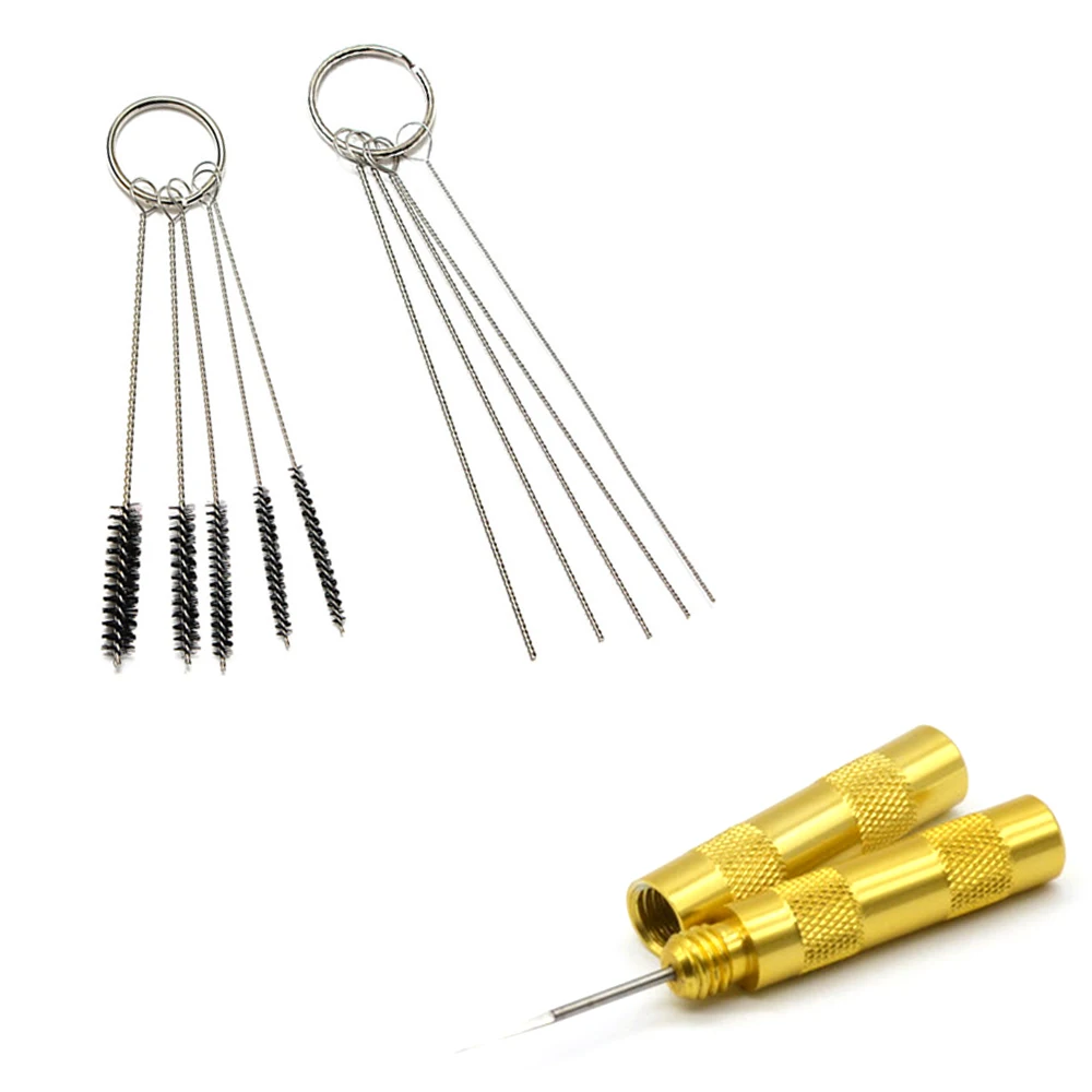 High Quality 11pcs Stainless Steel Needle Brush Set Nozzle Brush Set Portable Airbrush Cleaning Repair Tool Kit