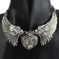 70 hot sell womens fashion rhinestone heart angel winges statement necklace jewelry