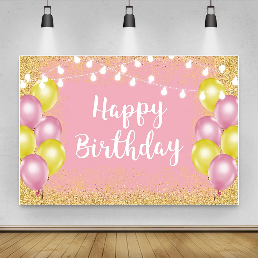 

Laeacco золотистый воздушный шар в горошек День рождения партии Стадия Декор детей плакат в стиле вечеринки в честь Дня Рождения фото фон для с...